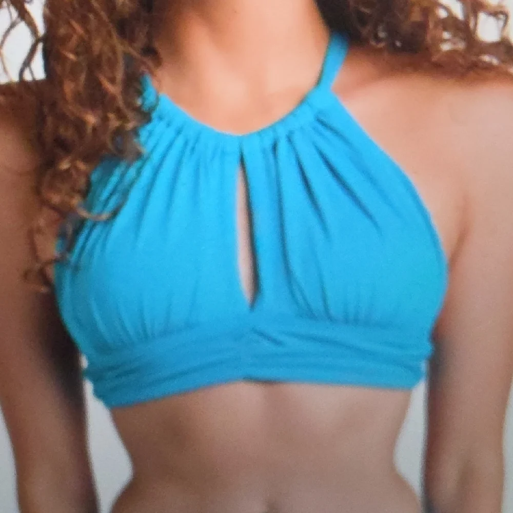 LA BLANCA Island Goddess High Neck Midkini Top Lagoon Size 10